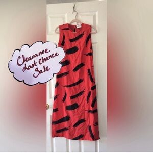 Callahan Red and Black Patterned Maxi ALine Sleeveless Dress Women’s Size S